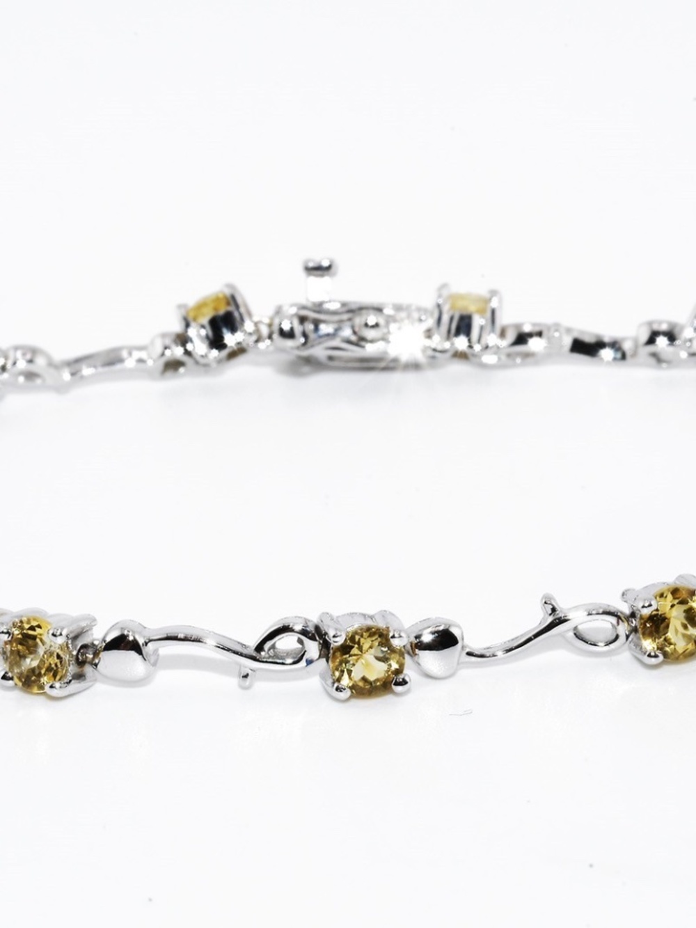 US$395 .925 Sterling Silver 3.15CT Natural Round Cut Citrine Tennis Bracelet